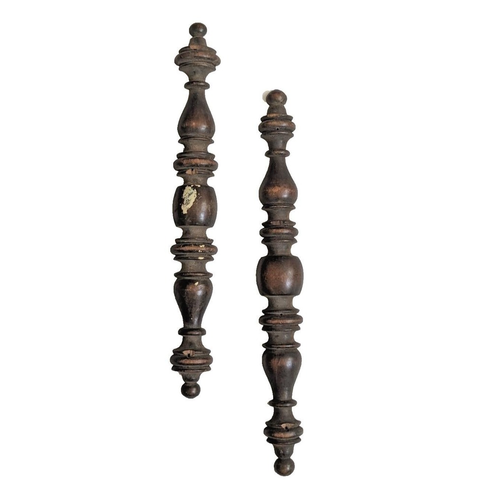 Antique Turned Wood Spindle Appliques Pair Architectural Salvage‎ Furniture Trim